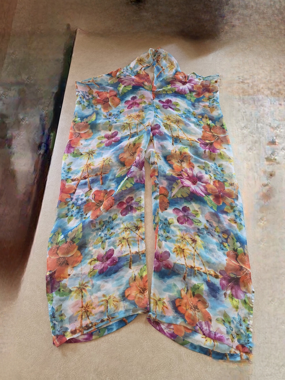Cejon Floral Sheer Swim Coverup - Blue Multi